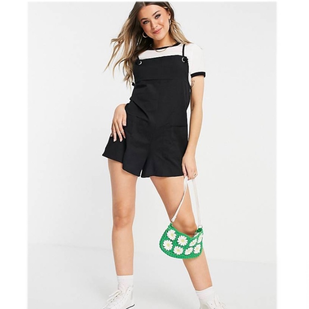 ASOS linen cotton rope strap romper size 4